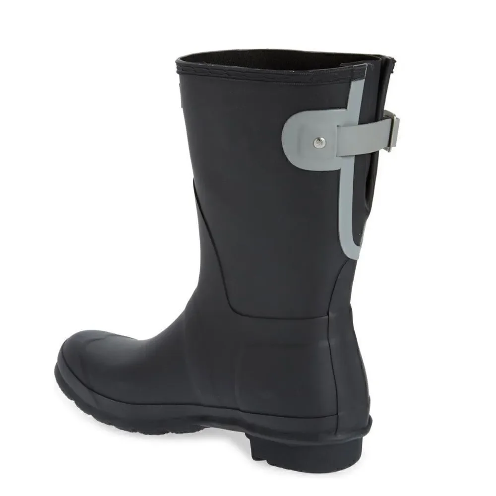 HUNTER Original Short Back Adjustable Rain‎ Boot, BLACK GRAY, Size 9, NWT
